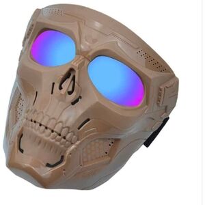 New Adjustable Tactical Futuristic Tan VR Skull Mask For Motorbike Or Halloween